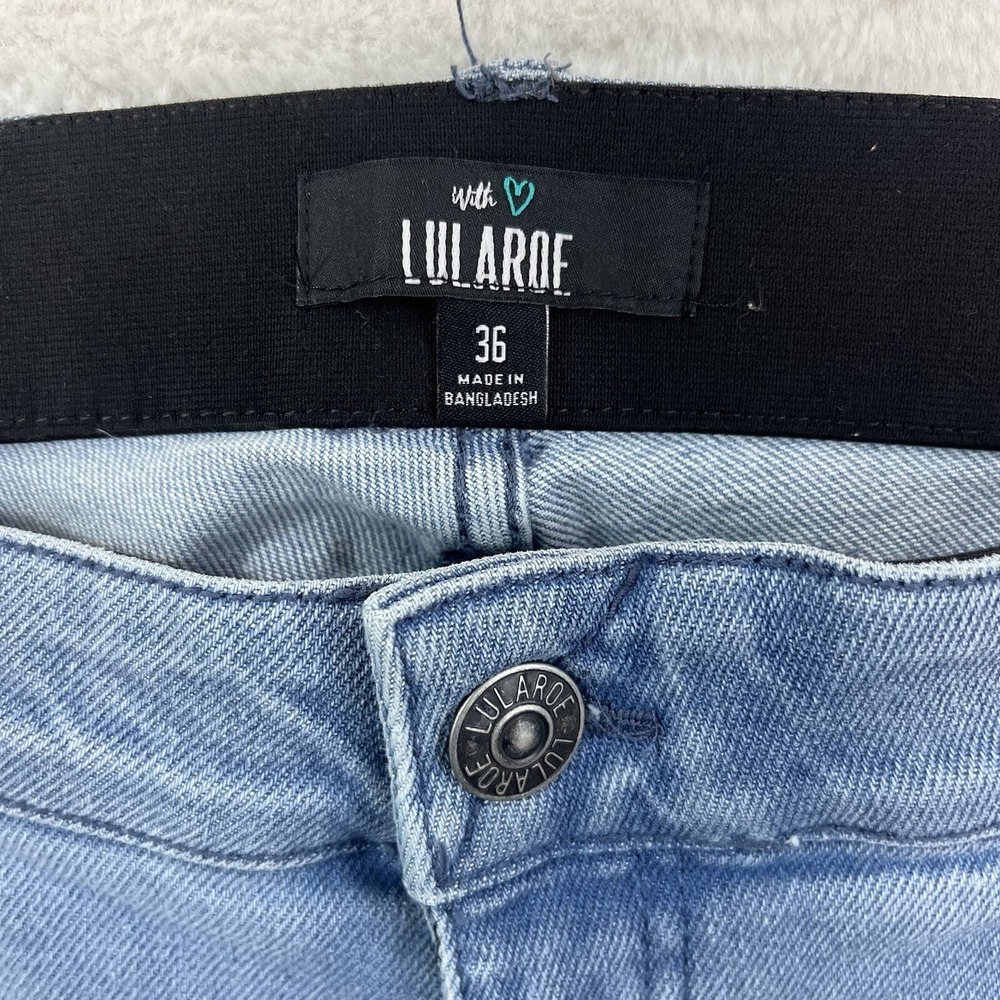 Lularoe Magic Waist Crop Jeans Womens Sz 36 Stretch L-162152 Hi Rise Distressed - Picture 5 of 12